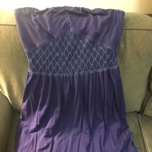 Strapless purple cotton dress